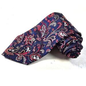 Disney Tie Mickey Mouse Balancine Paisley Blue Vintage Designer Silk Necktie